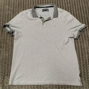 Calvin Klein Shirt Mens XL Gray White Short Sleeve Polo Striped Liquid Touch